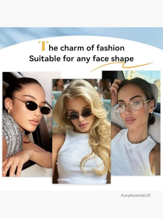 Trendy Rimless Oval Sunglasses with Diamond Frame Y2K Metal Shades main image 4